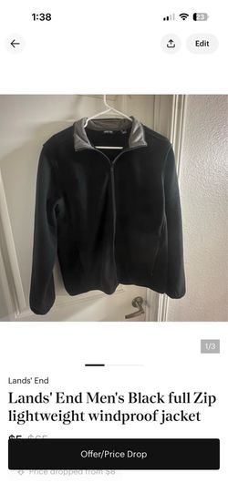 land's end men's lightweight fleece jacket size s
