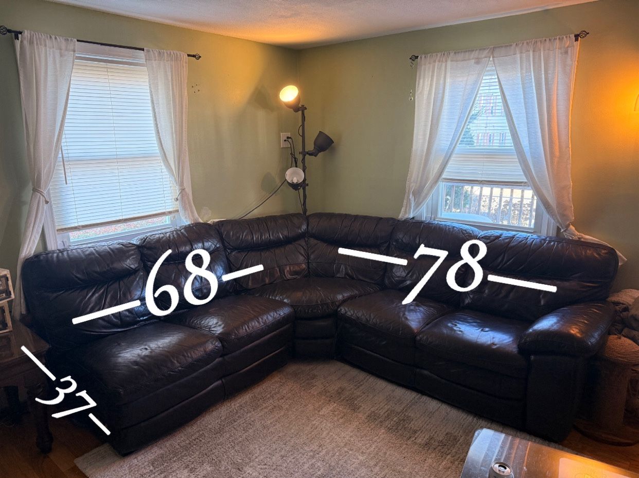 Genuine Leather Sectional + Chaise – Comfortable & Durable – $499 OBO