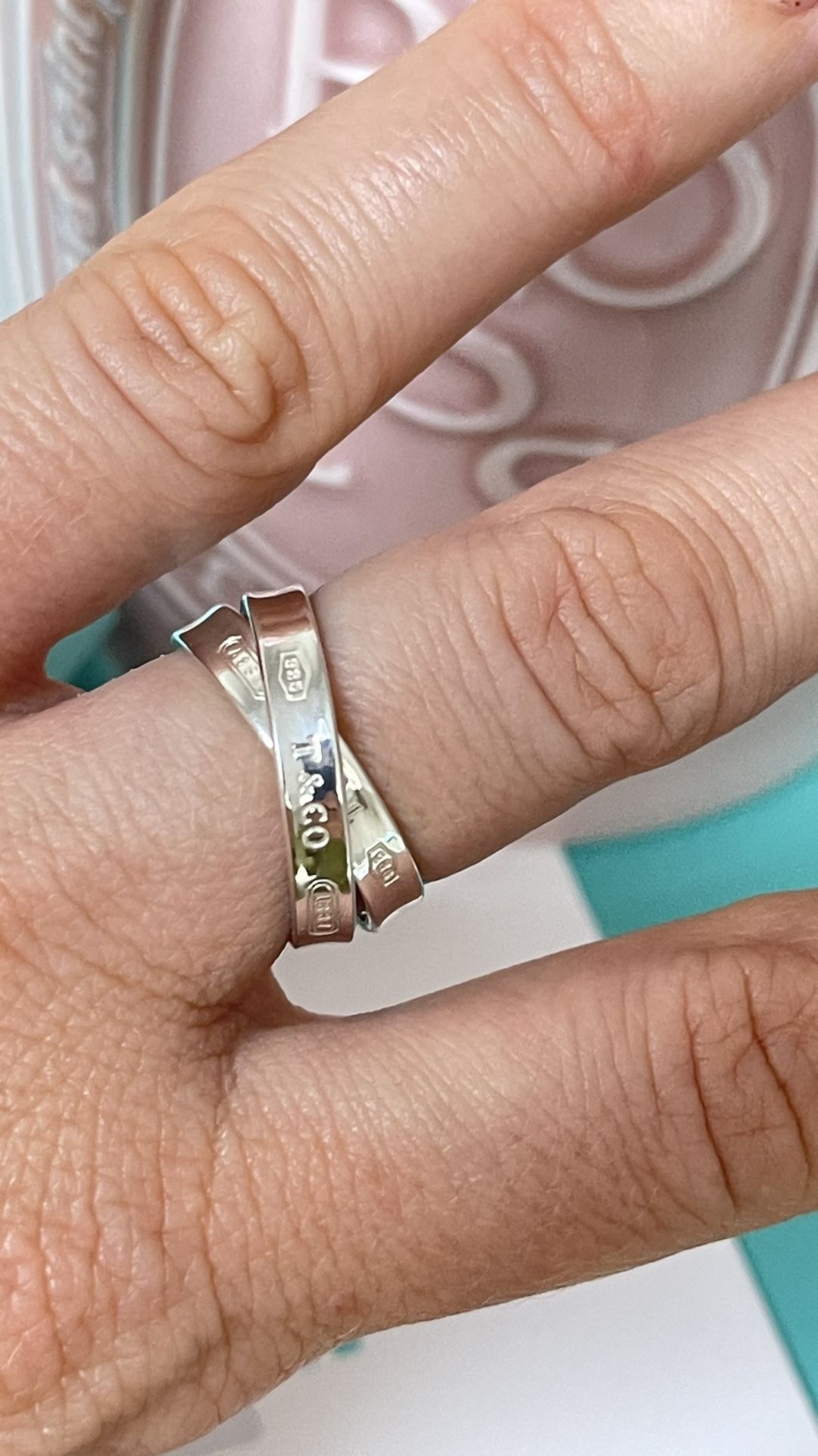 Tiffany 1837 Interlocking Circles Ring in Sterling Silver size 5.5 NEW $550