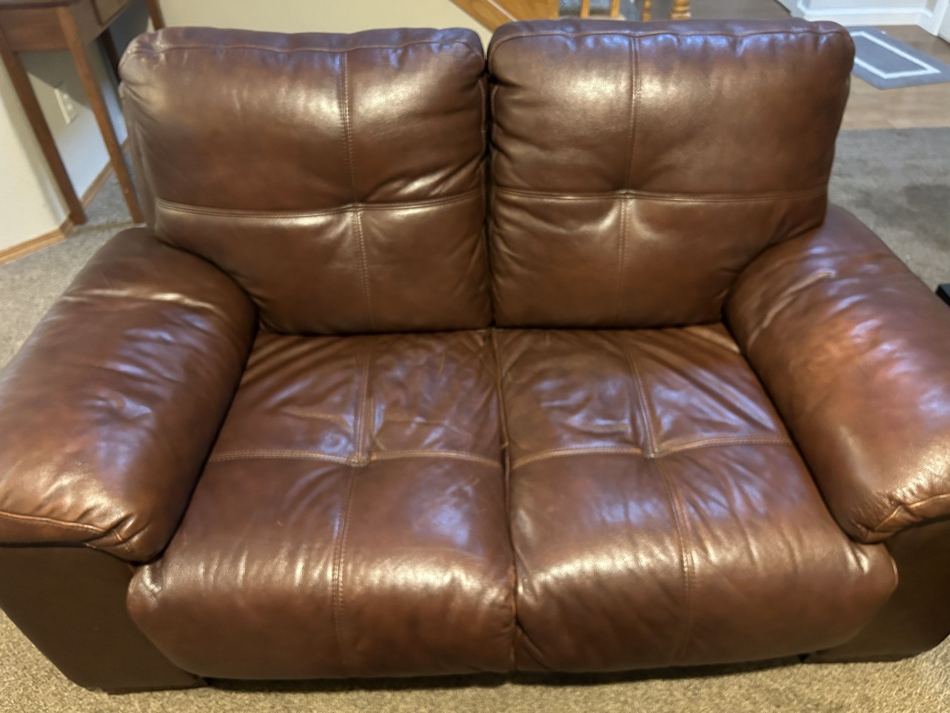 Real Leather Loveseat.