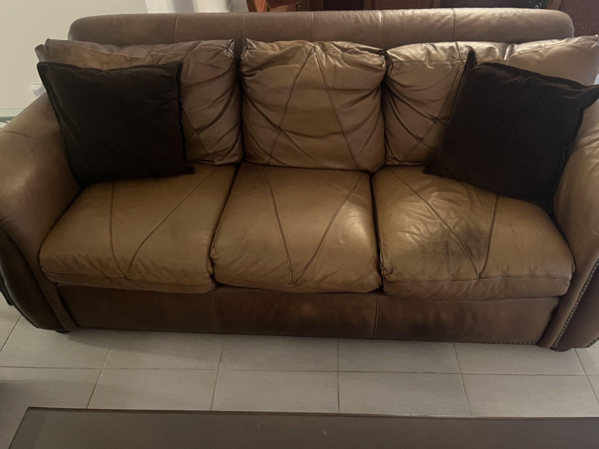 Bernhardt 3-Seater Leather Sofa & Loveseat