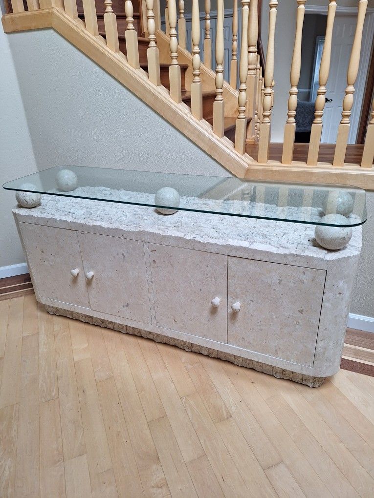 Sideboard Table And Side Table Glass And Stone. Set Only PENDING