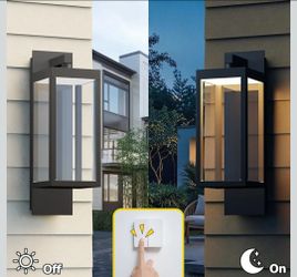 Inowel Matte Black Outdoor Wall Light Fixtures w Built-in Led Sensor Bulb