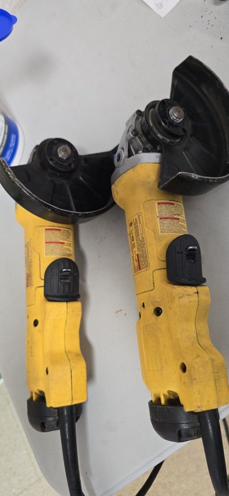 6" Dewalt Corded Angle Grinder Lot Of 2 With Handles
