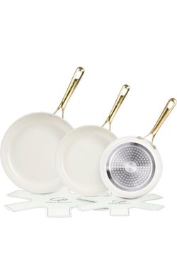 Ceramic Frying Pan with Stainless Steel handle 5Pcs Set