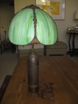 The Green Lantern-Tiffany Style  Shade With WW11 Bullet Base