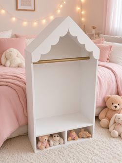 Custom House Shaped Solid Wooden Kid’s Dress Closet Wardrobe! 28x15x55in