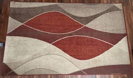 5x8 Contemporary Abstract Area Rug – Rust & Cream