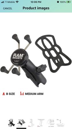 RAM Mounts X-Grip Large Phone Mount with Handlebar U-Bolt Base  RAM-B-149Z-UN10U with Medium Arm for Motorcycle, ATV/UTV, Bike