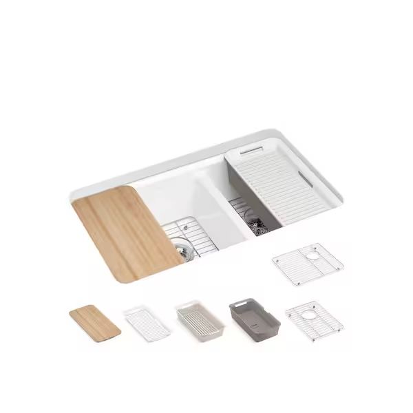 Kohler Riverby 33 in. Undermount Cast Iron Double Bowl White (READ)
