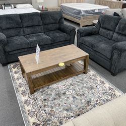 2 PC Beautiful Charcoal Sofa & Love Seat