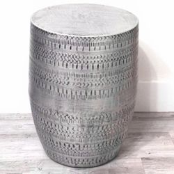 Drum Accent Table in Antique Silver  - 