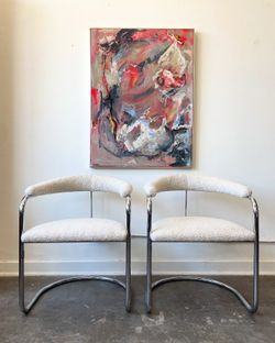 Vintage Anton Lorenz for Thonet cantilever chrome chairs