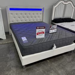 NEW QUEEN BED FRAME WITH MATTRESS 