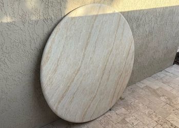 54” Round Faux Travertine Dining Table Top