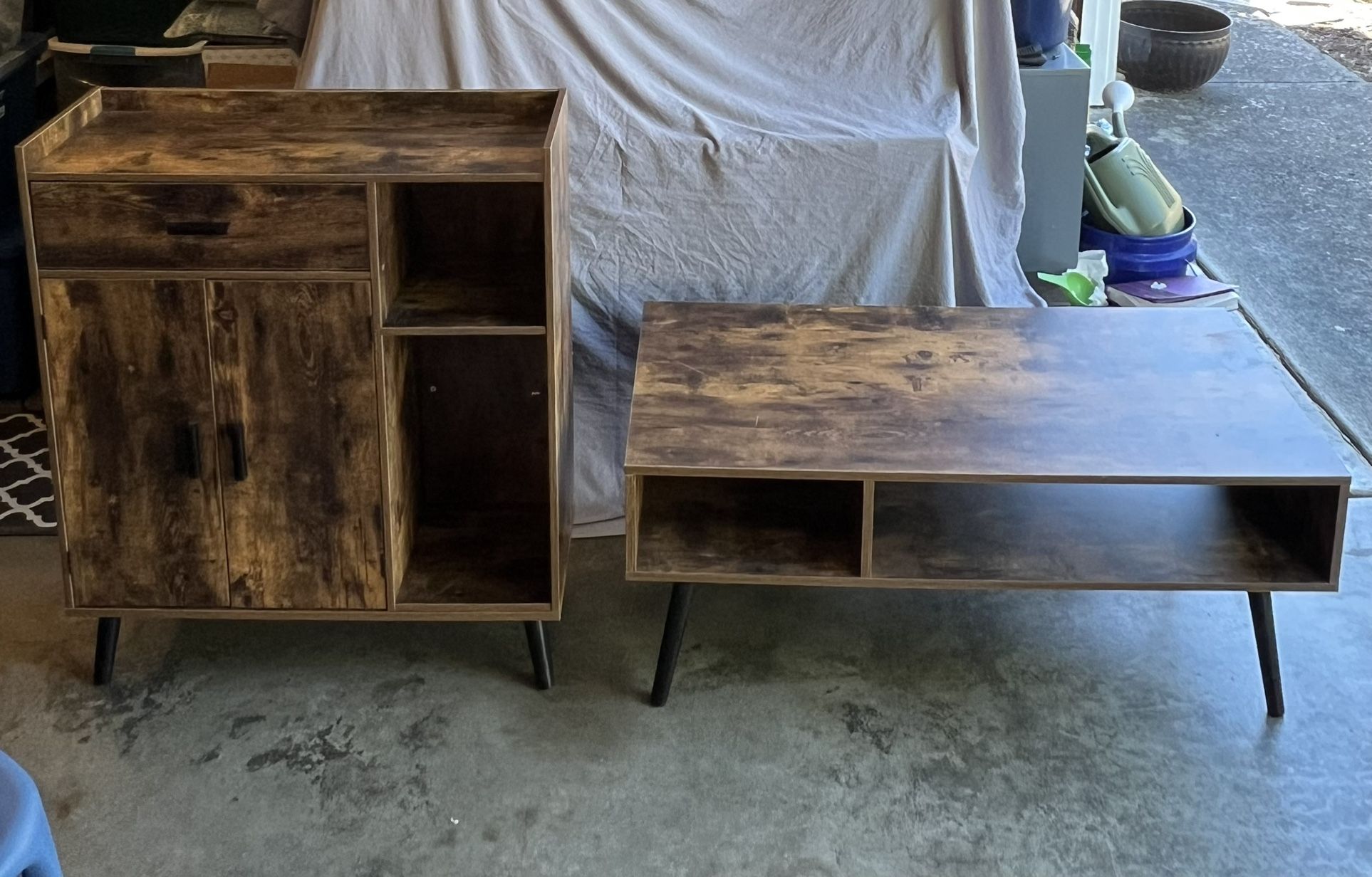 Coffee Table & Storage Cabinet Set Mid Century Modern Style Selling as a Set