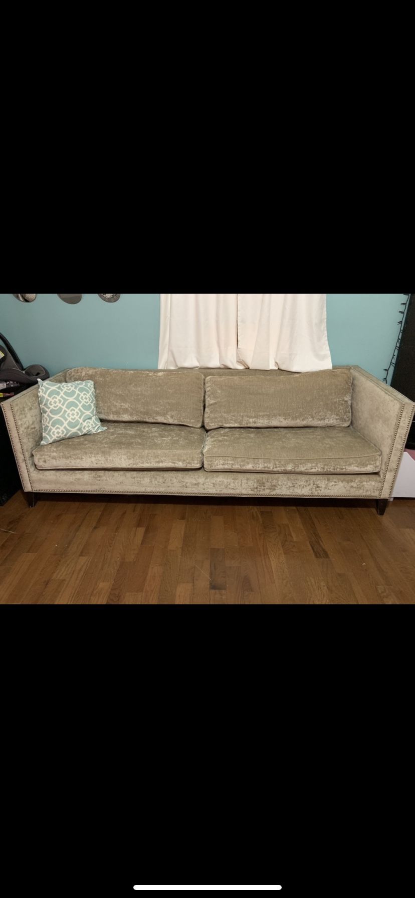 Tan Nailhead Sofa