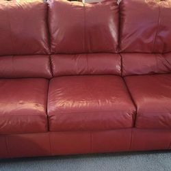 Burgundy/Red Leather Sofa