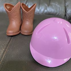American Girl Doll Horse Equestrian Sport Riding Helmet And Boots For 18 Inch Dolls 