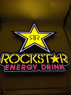 Rockstar energy drink. Light up sign. Advertisement sign.