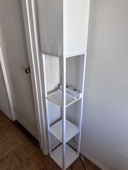 Floor Lamp with Shelves and USB Ports - White
