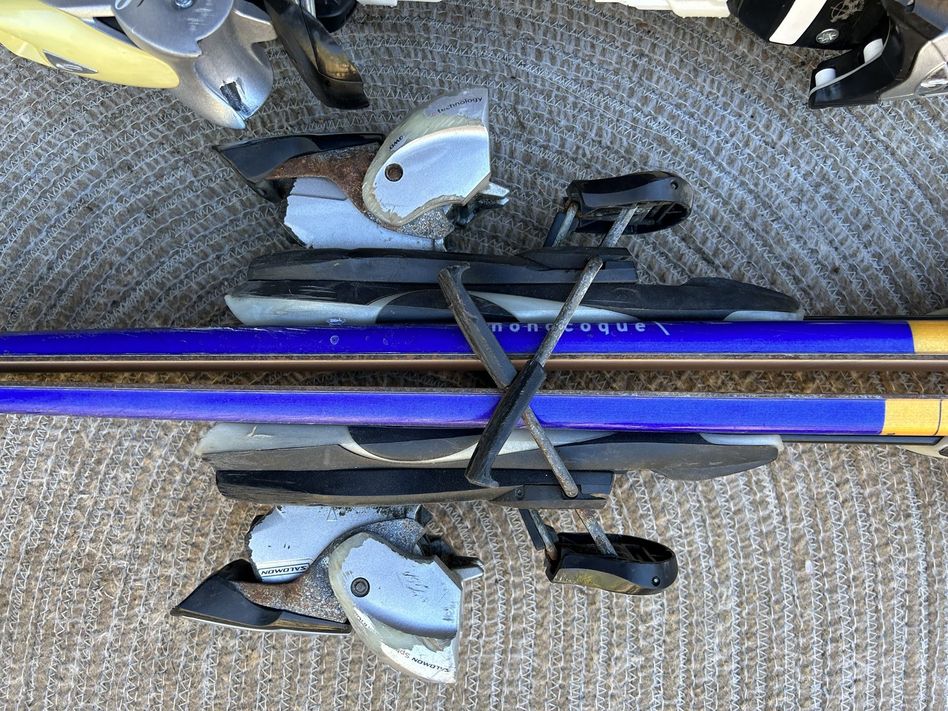 Salomon Monocoque Skis Skies Downhill With Bindings Blue