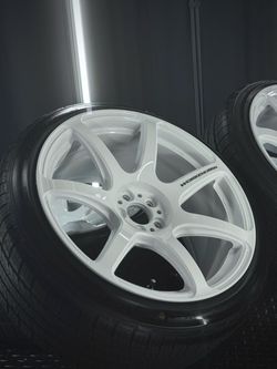 Work Emotion T7R 18x9.5 +38 | 5x100 | Gloss White | Lionhart Tires | FRS / BRZ / GR86 / WRX