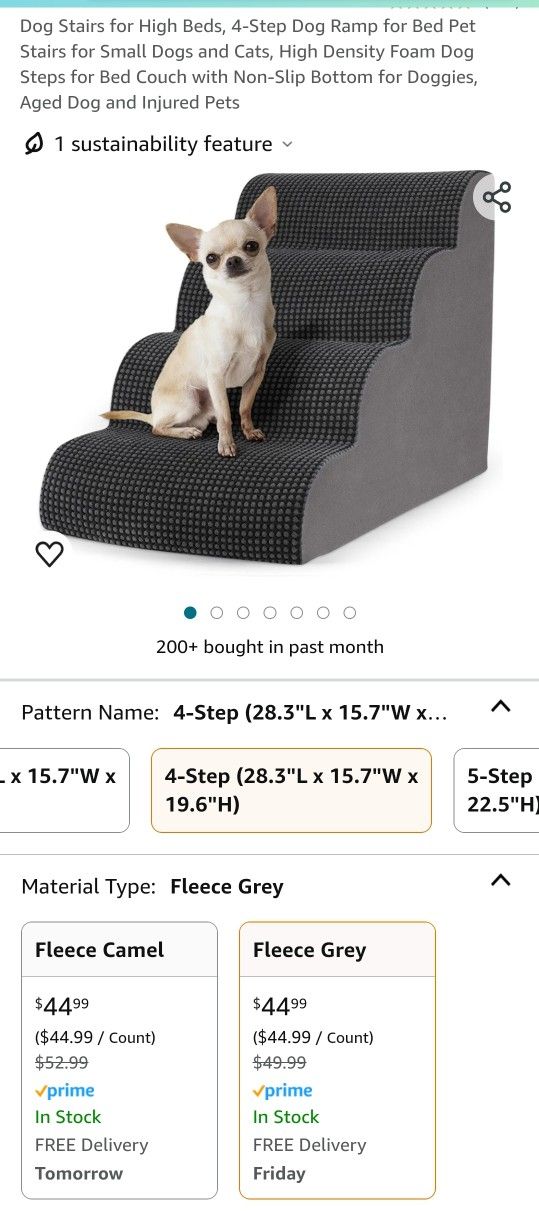 4-Brand new. Opened box for pictures only. 
I have a couple in original closed boxes if you prefStep Dog Steps for Bed and Couch High Density Foam Pet