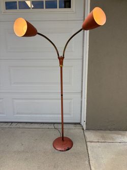 Mid-Century Atomic Space Age Twin Gooseneck Lamp with Bullet Shades