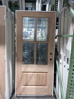 Wood Exterior Door with 4-Lite Glass Panel