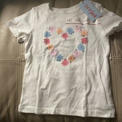 Cat & Jack White Floral Heart Kids T-Shirt NWT Size 3T Cute Fun Toddlers Baby