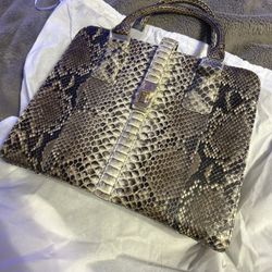The Pelle Python Leather Skin Bag Collection Natural Color 100% Genuine Python Leather Tote Bag, Shoulder Bag, Designer Tote Bag For Woman. 