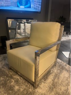 Zgallerie White Leather Accent Chair