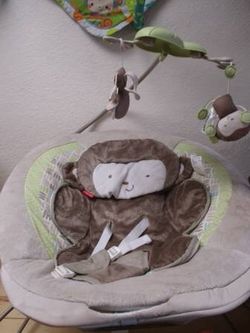 fisher price beige bouncer monkey baby seat infant