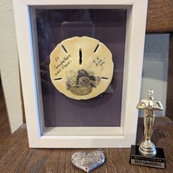 Grandma Bundle Of  Framed Sand Dollar, A Grandma Pin And A Grandma magnet. 