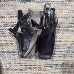 John Fluevog Leather Clog Heels