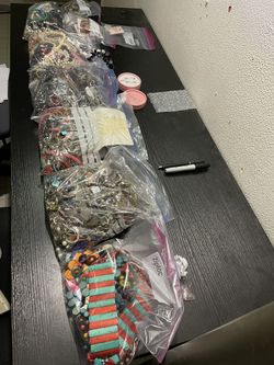 6 Gallon Size Bags Of Costume Jewelry 