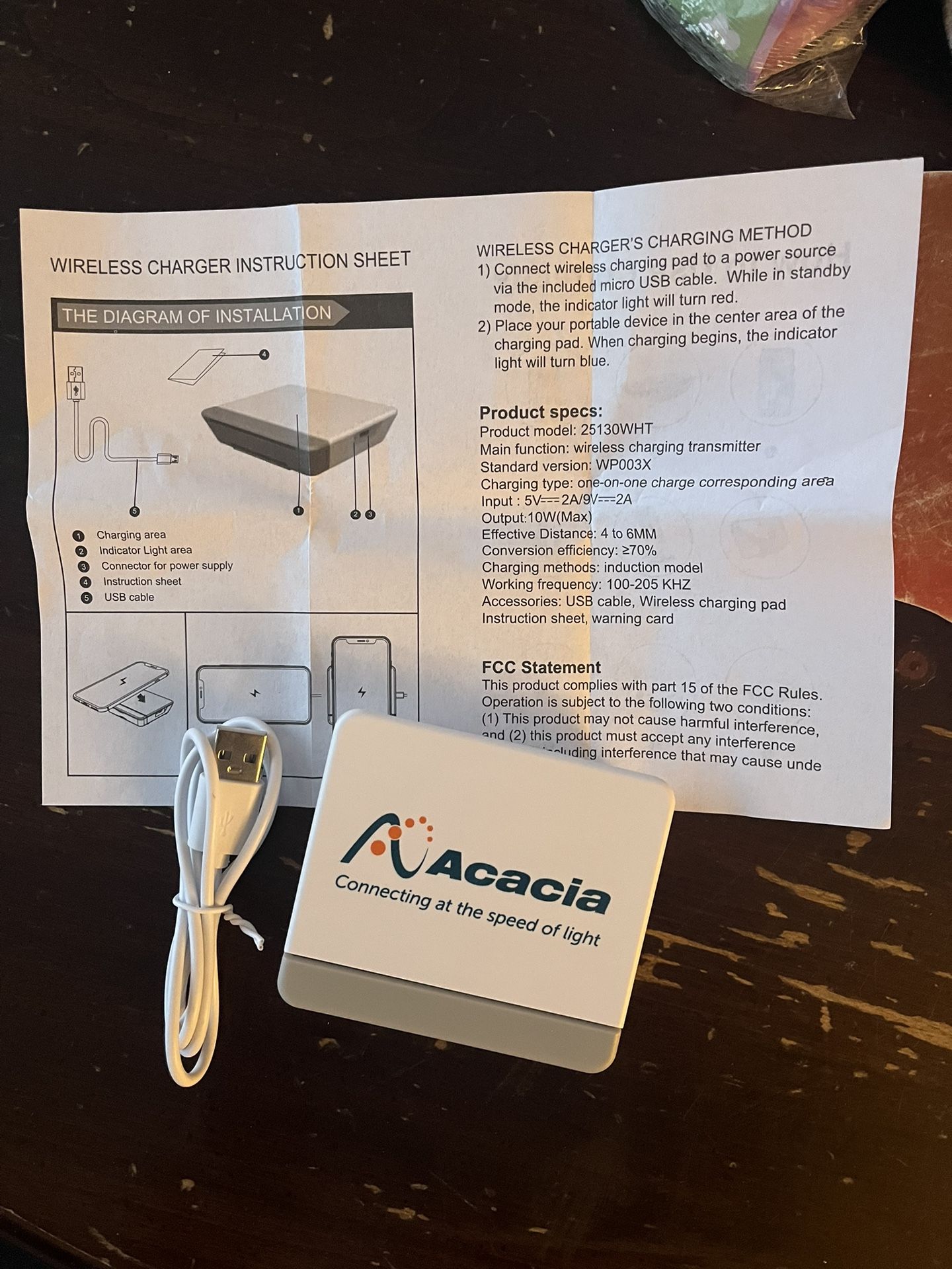 Acacia Wireless Charging Charger Dock Pad