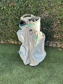 Used TaylorMade Kalea Cart Golf Bag - 15 Way Divider - Gray/Green Bag With Cover (Pickup Only)