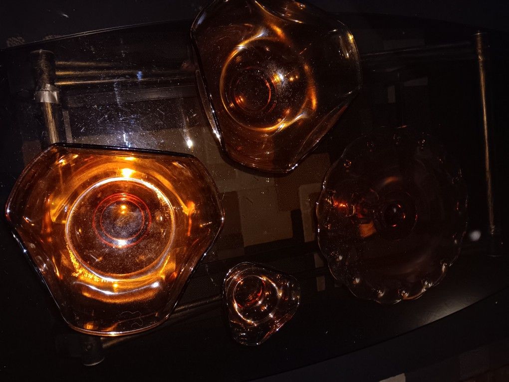 Vintage Retro Amber Art Glass 1970's