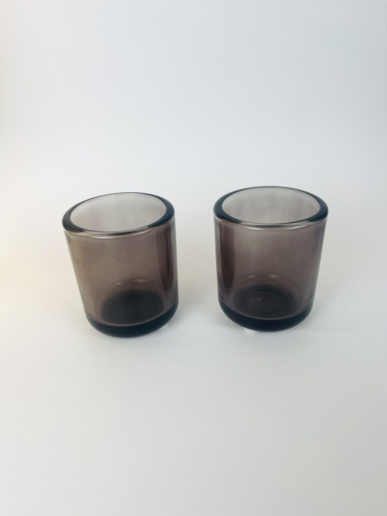 Gray Clear Color Votive Candle Holders Set of 2 3.5 Inch Kirkland EUC