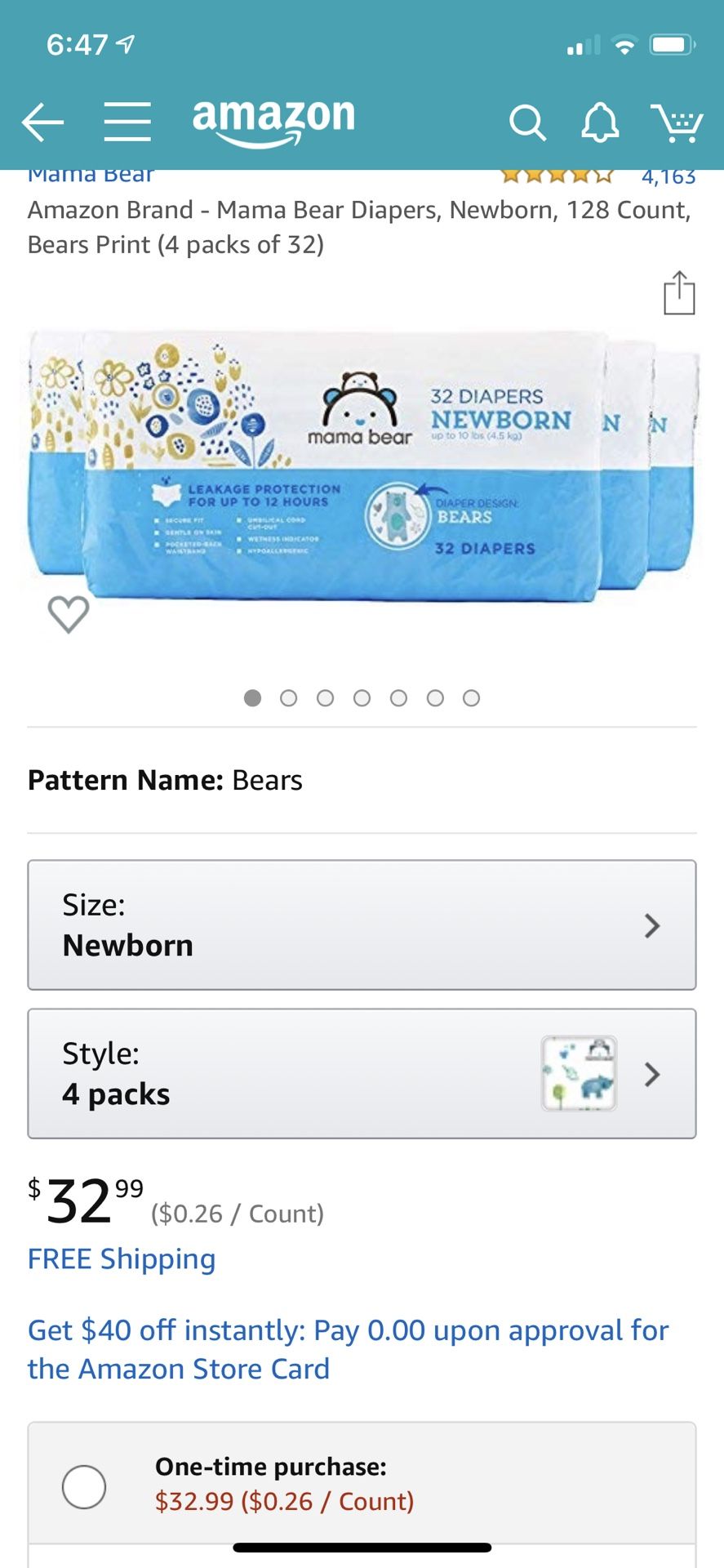 New! Mama bear newborn diaper 128ct