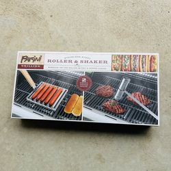 Parini Stainless Steel Hot Dog Roller And Salt & Pepper Shaker Grilling Set