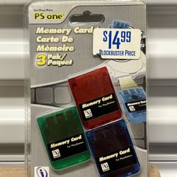 PS One PlayStation Interact Memory Cards 3-pack 15 Block New Sealed 