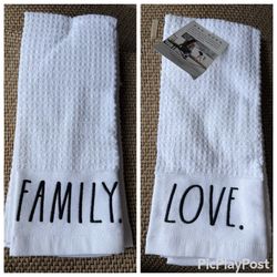 Rae Dunn LOVE & FAMILY Kitchen Towels 