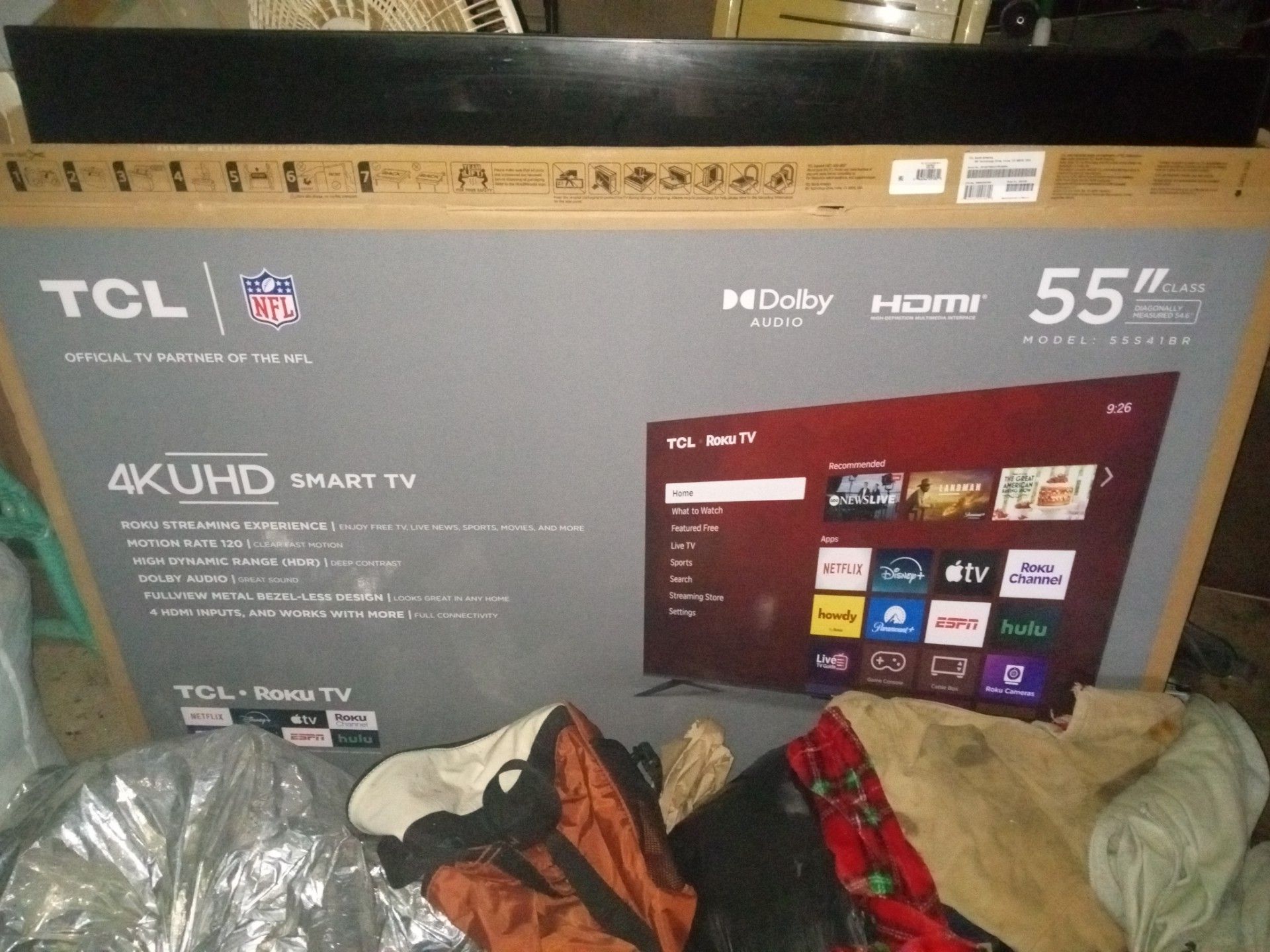 55' Roku tv, camp chef propane grill and oven