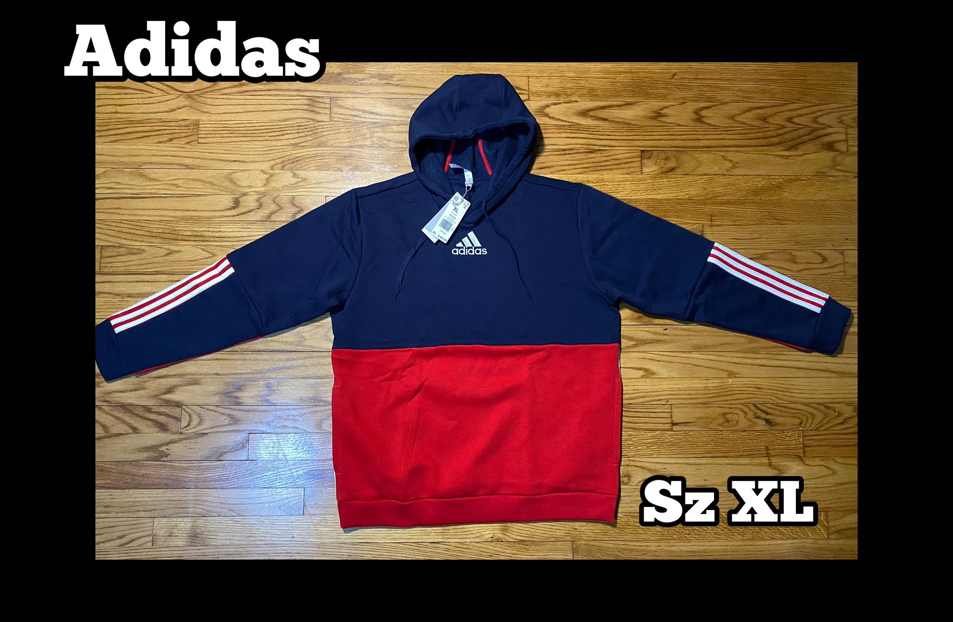 Adidas Essentials Fleece Colorblock Hoodie 3 Stripe Men’s Sz XL New
