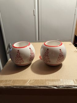 Two Christmas Votive Candle Holders New