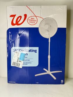 16-Inch White Oscillating Pedestal Fan Packaging