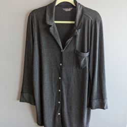 Victoria's Secret grey button sleepshirt Pj long top robe gown